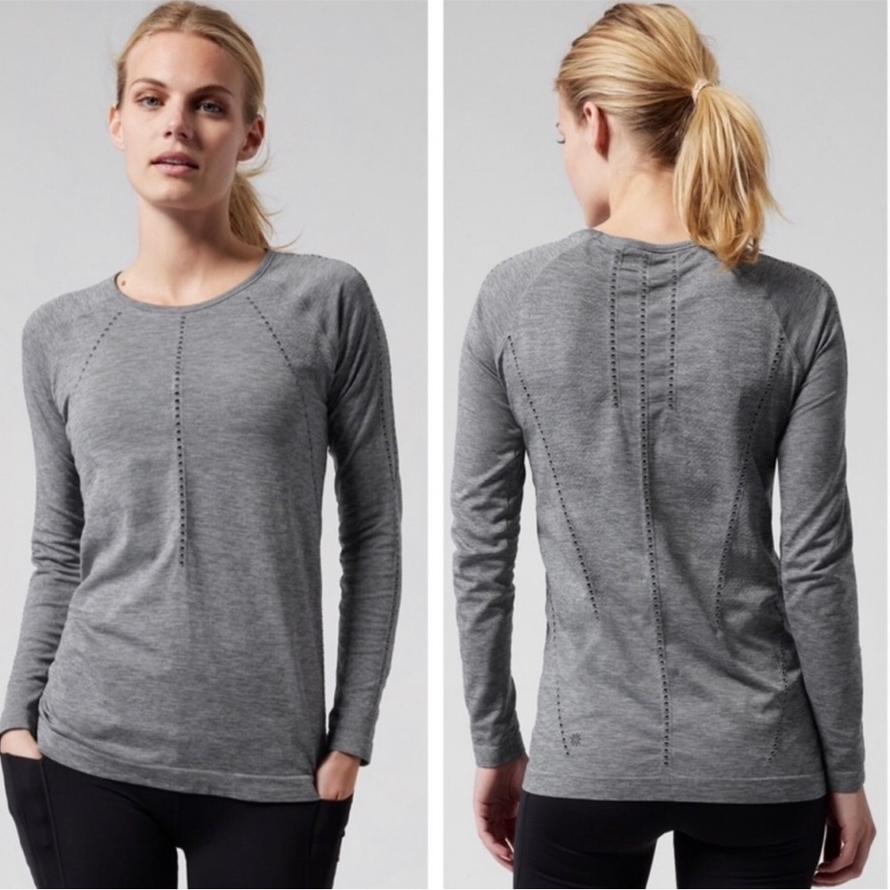Athleta, XL, foothill top, perforated, Heather grey
